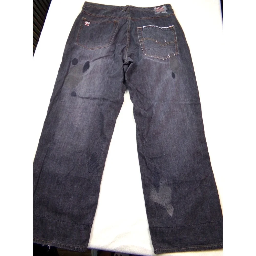 Pepe Jeans London Mens Size 40x33 Gray Distressed Patchwork Y2K‎